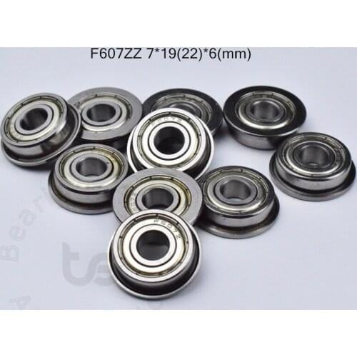 F607ZZ 7*19&22*6(mm) 10pieces bearing 607 Flange bearings F607 F607Z F607ZZ chrome steel bearing