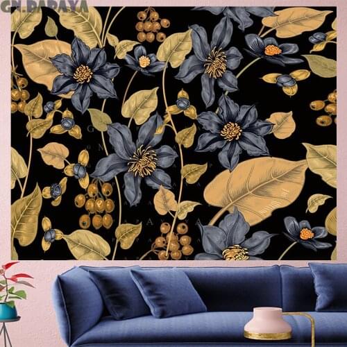 Nordic Style gooseberry goblen tropical plants Tapestry retro macrame Yoga mat Retro Polyester mandalas Wall Hanging home decor