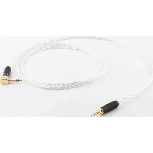 Hi-end 8Cores Silver Plated 3.5mm Extension Audio Cable 3.5mm right angled to straight male Earphone HeadphoneStereo AUX cable