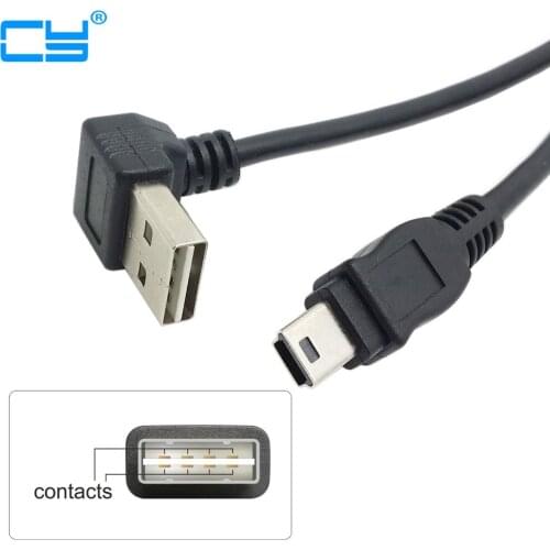 USB 2.0 Male to Mini USB 5Pin Male Cable 100cm Reversible Design Up & Down Angled 90 Degree