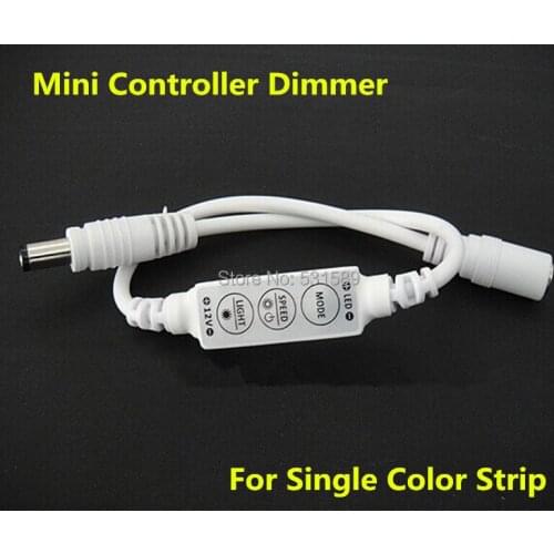 50pcs 6a dc12v 24v mini 3 keys led dimmer controller with male and female DC connector for single color led strip lighting