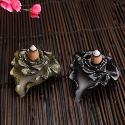 Incense Or Burners Creative Flowing Water Ceramic Smoke Backflow Cone Incense Burner Lotus Pond Vaporizer Home Decoration Censer