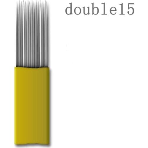 50 pcs 15 Pin Double Needles Blade For Permanent Eeybrow tattoo needle tips Manual Beauty Makeup microblading blades fog eyebrow