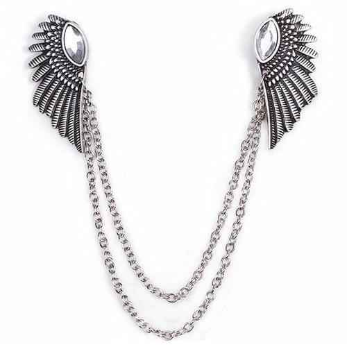 HOT SALES!!! Retro Collar Clip Punk Chain Tassel Blouse Shirt Angel Wing Tips Pin Brooch Elegant collar clip with angle wing tip