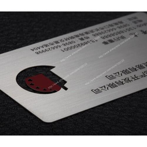 Personalized bumpmaps circle pen cutout quality stainless steel business metal card