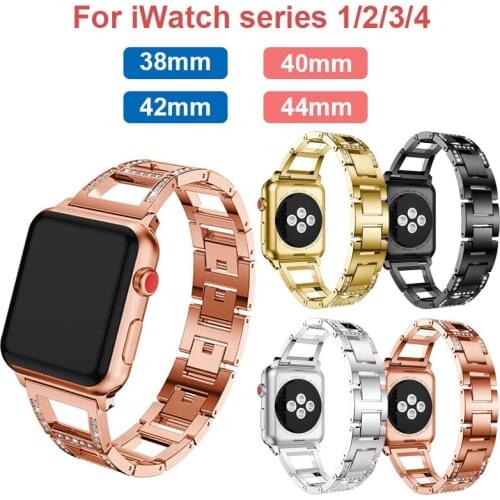 For Apple Watch Band 3 2 1 38mm 42mm metal watchband For iWatch Series 4 44mm 40mm replacement Rhinestone watch Bracelet Straps