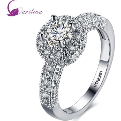 Fashion White Cubic Zirconia Rings Womens Rings Jewelry Silver Color Anniversary Engagement Gift Party Wedding Ring R2108