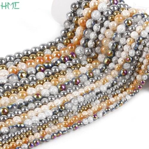 Fashion multi-color Snow Cracked Crystal Natural Stone Round Beads For Jewelry Making DIY Bracelet Necklace 6mm/8mm/10mm/12mm