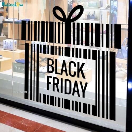 Black Friday Sign Window Sticker Gift Box Shape Decals Shopping Carnival Discount Logo Self-adhesive Murals Waterproof YT3590