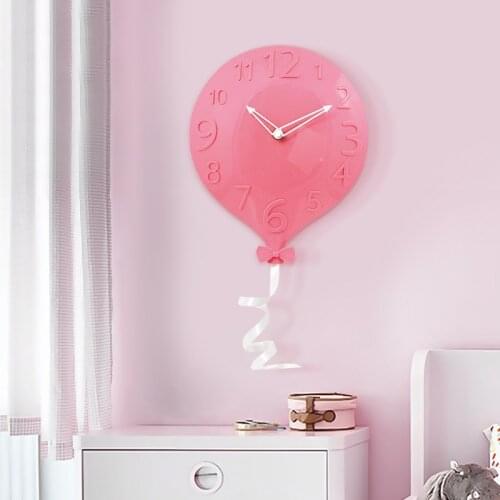 7/Color 30*24CM Cute New Fashionable Simple Silent Balloon Wall Gauge Clock Mute Living Room Bedroom Home Decor