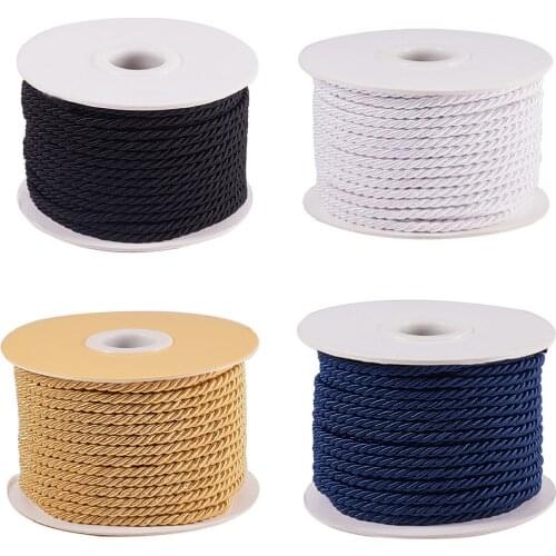 20m/roll 3mm Twisted Cord Rope Nylon Twisted Cord Trim Thread String for Home Decoration Curtain Tieback Bracelet Jewelry Making