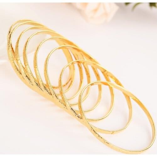 Wholesale 4 pcs Middle East Banglet Women Gold 65MM 8MM Dubai Bracelet African Arab Ethiopian men Bracelet Jewelry