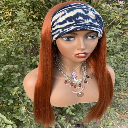 Straight Headband Wigs For Black Women Human Hair Brazilian Remy Natural Hair Wig Glueless Fast- Install Wig