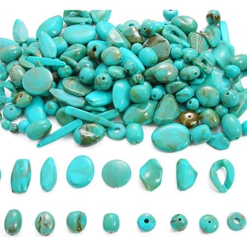 Plastic Acrylic Imitation Blue Turquoise Beads Round Oval Tube Space Beads for DIY Earring Necklace Bracelet Jewelry Making