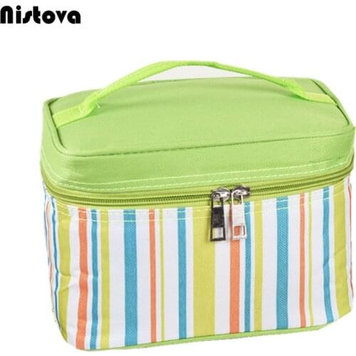 Portable Stripe Lunch Bag For Kids Women Thermal Cooler Box Food Container Tote Waterproof Food hangbag For Picnic Travel School