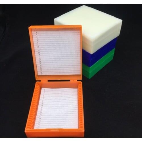 Portable Lab ABS Plastic Microscope Slides Holder Dispenser Slide Storage Box Case White Green Orange Blue