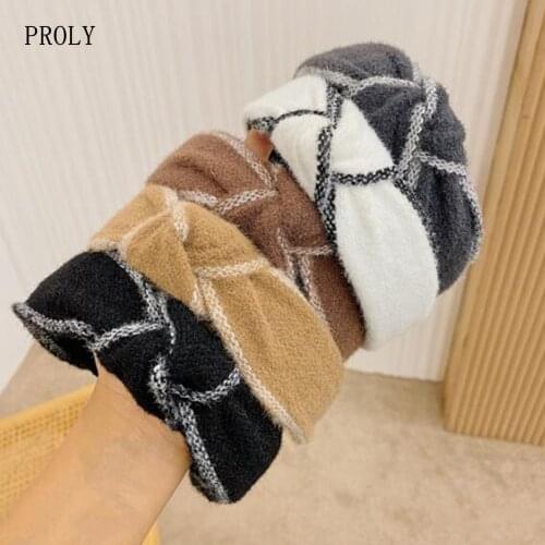 PROLY New Fashion Women Hairband Warm Soft Plush Turban Women Casual Headband Middle Knot Hair Hoop Adult Hair Accessories