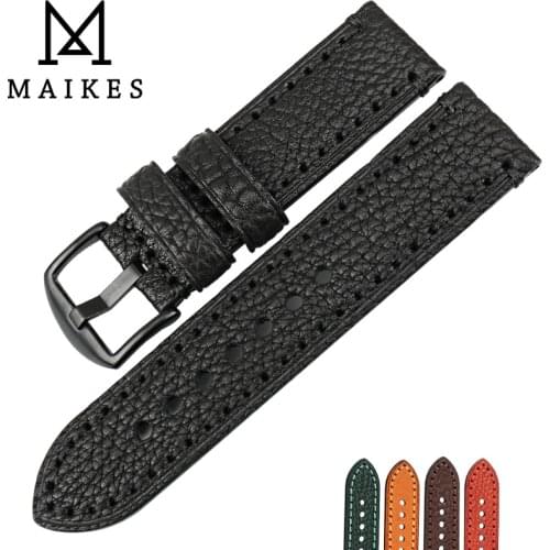 MAIKES Watch accessories Genuine Soft leather watch band 20mm 22mm 24mm 26mm watchbands men watch strap for Panerai Bracelets