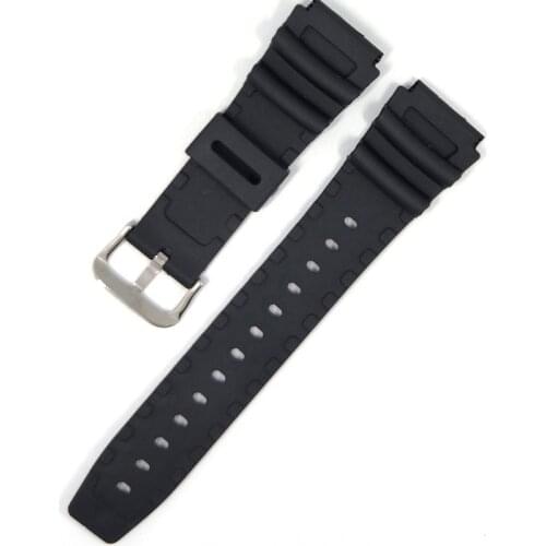 Rubber Watch Band Strap Sport Diving 18 20 22mm Men Silicone Bracelet With Silver Stainless Steel Metal pin Buckle For Casio