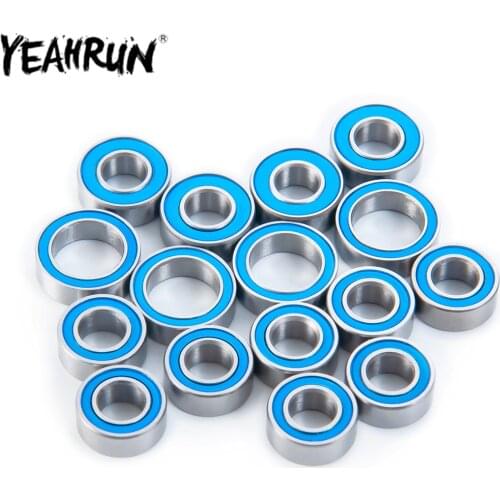 YEAHRUN 16PCS/lot Rubber Sealed Bearing Kit for Tamiya RC Truck Car TT-02 & TT-02D & TT-02 Ball Bearing Parts