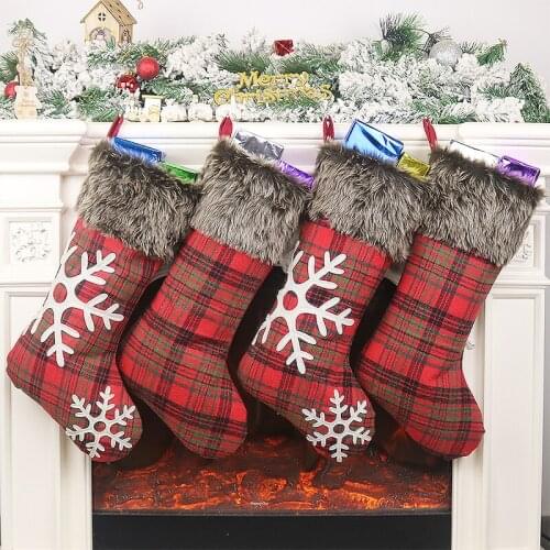 2020 Christmas Stockings Gifts Cloth Santa Sack Socks Xmas Fireplace Gift Bag Christmas Gift Holders Socks Decoration Dropshippi