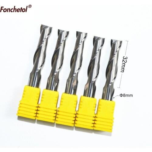 8mm*32mm-5pcs,Free shipping 2 flutes spiral end mill,woodworking router bit,mdf wood tool,CNC solid carbide milling cutter