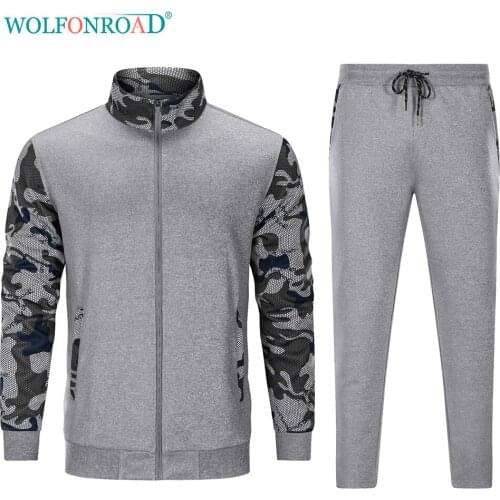 WOLFONROAD Sportswear Tracksuit Mens Running Jogger Tops & Pants Full Zip Jacket & Long Trousers Walking Hiking Sweat Suits