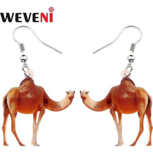 WEVENI Acrylic Desert Camel Earrings Drop Dangle Fashion African Animal Jewelry For Women Girls Gift Charms Wholesale Brincos