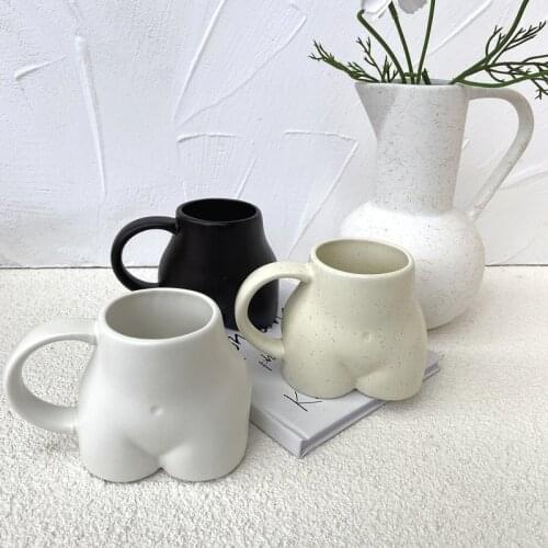 Fun Ass Mug Creative Coffee Cup Ceramic Cup Simple and Cute Pure Color Design Desktop Decoration Cute Coffee Cup and Cup