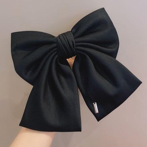 High Quality Bowknot Streamer Hairpin For Woman Girls Satin Ribbon Barrette Bow Back Head Spring Clip Headwear Hair Accessories
