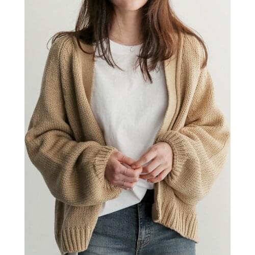 Korean Fashion Cardigans Sweaters Y2k Women Knitted Cardigan Sweater Autumn Womens Solid V-Neck Long Sleeve Tops Sweaters Coat