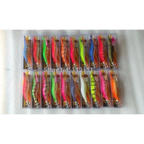 20pcs Glow in Dark Luminous Fishing Lures Baits Squid Egi Shrimp jigs Hooks.13.5cm 20g