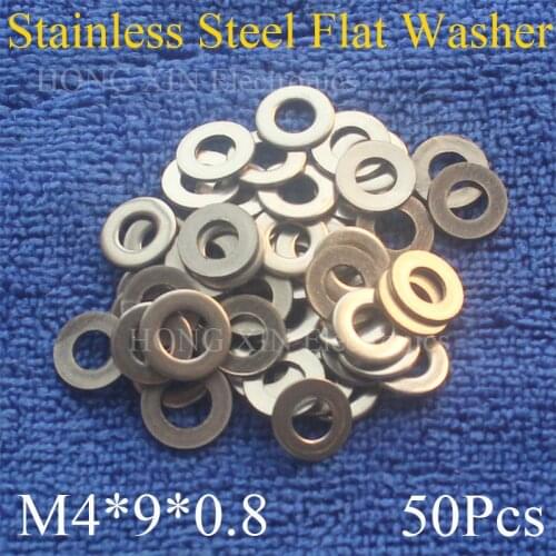 50Pcs Large M4*9*0.8mm Stainless Steel Flat Washer Price High Quality Flat Pad Plain Washer Ring Washer