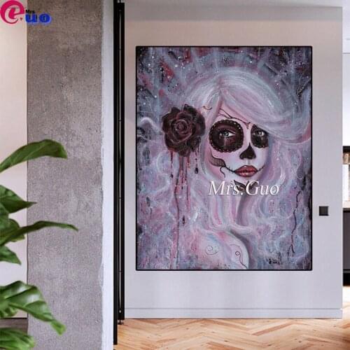 5d Diamond Painting Full Square/Round Diamond Embroidery Tattoo Rose Skull Woman Diamond Diy Mosaic Home Decoration
