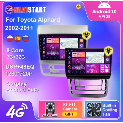 Android 10 For Toyota Alphard 2002-2011 Car Radio 4G WIFI Android Multimedia Auto Carplay GPS Navigation Camera 2 Din DVD Player