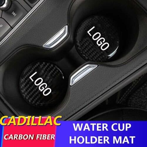Car Anti-Skid Water Coaster Pad Carbon Fiber For Cadillac XT4/5/6 CT4/5/6 XTS ATS ESCALADE CTS Interior Decoration Accessories