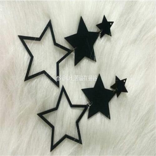 Big black star earrings dangle Hollow Acrylic long star earrngs jewelry For Women Punk Club Jewelry Accessories eh033
