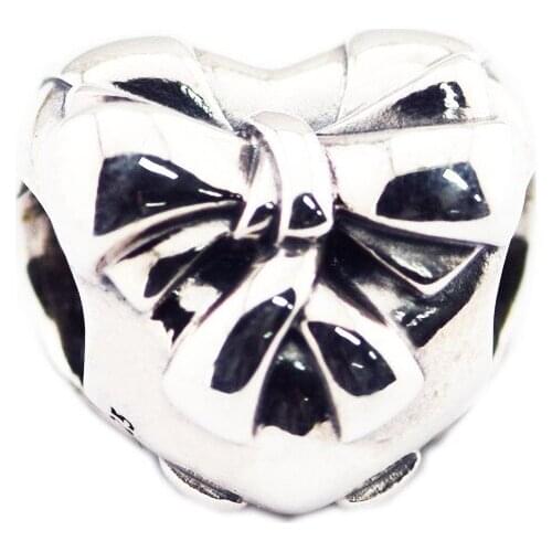 Brilliant Heart Bow Vintage Bracelets Friends Free Shipping Aesthetic Women 925 Sterling Silver Love Charms for Jewelry Making