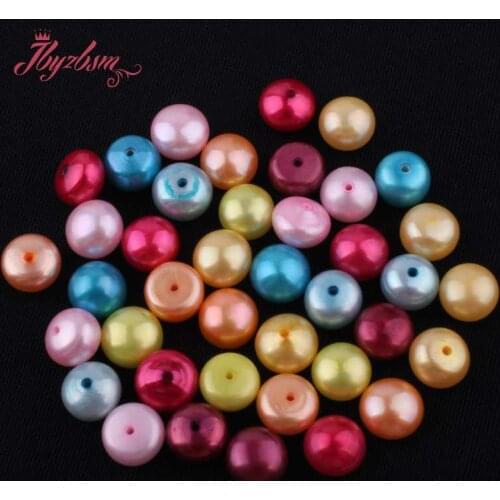 8mm Smooth Half Drilling Freshwater Pearl Beads Natural Stone Beads 1Pair For DIY Earring Jewelry Making,Wholesale Free Shipping