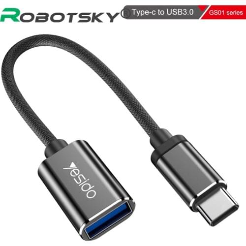 Robotsky Type C Cable Adapter OTG USB C Male to USB 3.0 Female Cable OTG Type C to USB Adapter for Huawei MacBook Type-C OTG