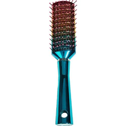 Hair Scalp Massage Comb Rainbow Handle Metal Texture Wet Curly Detangle Hair Brush Pro Salon Hairdressing Styling Tools