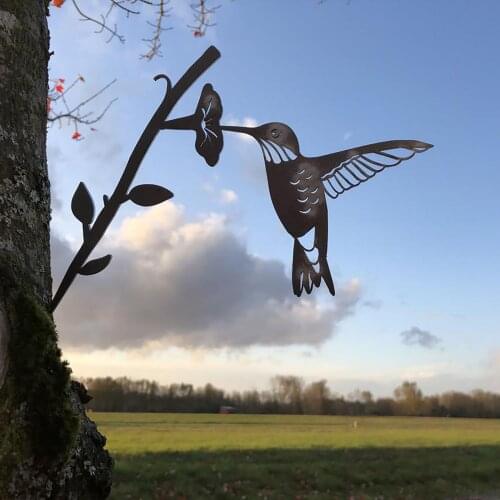 Hummingbird Metal Bird Art Decoration Yard Garden Statues Sculptures Decorated Outdoor Forest Decorative Garden accessories