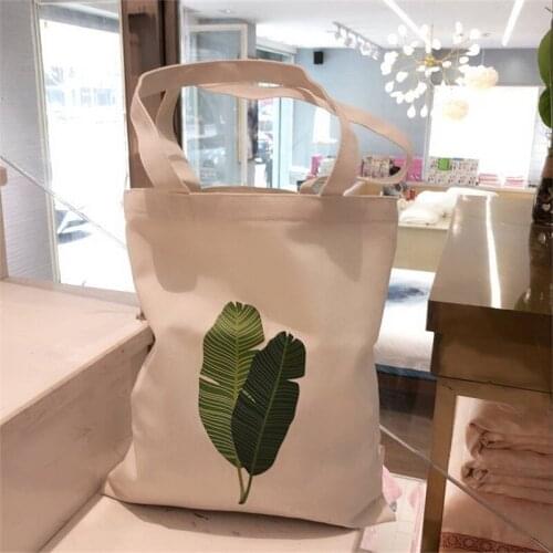 Cartoon Fashion Women Canvas handbags women bags designer Printing Banana Leaf Shoulder Bags Handle Shopping Bags bolsa feminina