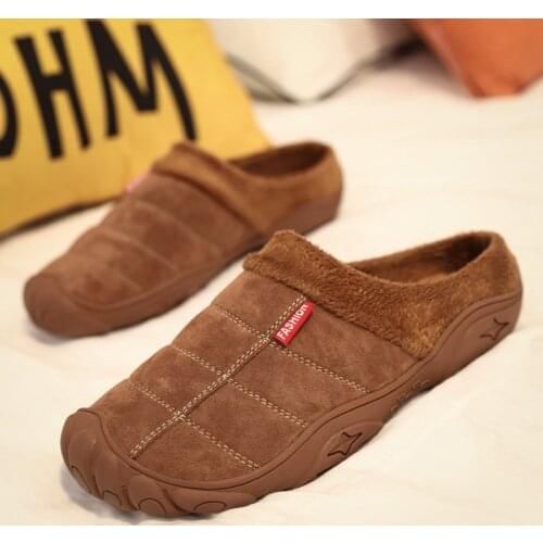 Slippers Men Winter Outdoor Men Shoes WaterProof Cold-Proof Casual Shoes Men Plush Warm Man Slip-on Driving Footwear Big Size 48