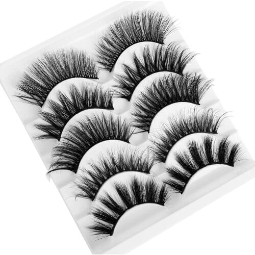 5pairs Mixed Styles False Eyelashes 3D Mink Hair Wispy Full Volume Natrual Lashes Feathery Flared Variety Pack Lashes H
