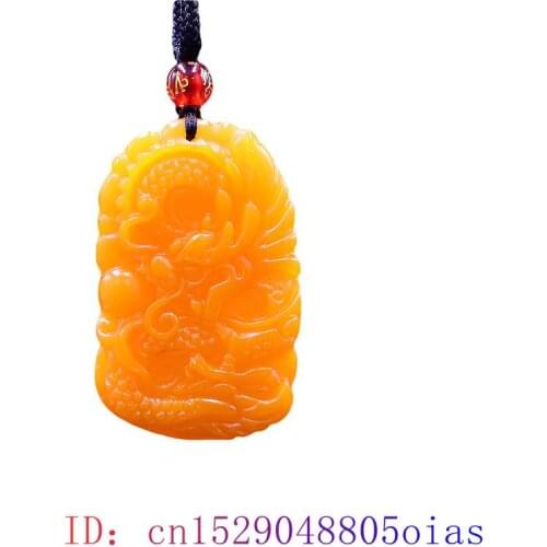 Yellow Jade Dragon Pendant Natural Men Carved Charm Fashion Lucky Jewellery Women Necklace Chinese Gifts Accessories Amulet