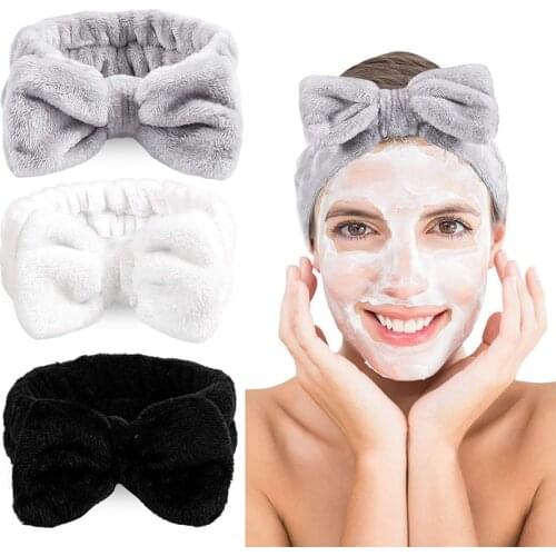 New Big Bow Headbands Soft Coral Fleece Elastic Hairbands SPA Bath Shower Wash Face Headband Hair Band Girls Hair Accessories