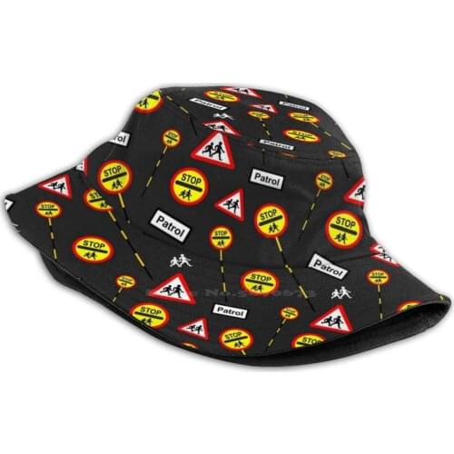 School C Ng Patrol Sign Pattern Print Bucket Hats Sun Cap School C Ng Patrol Sign Pattern Safety Thank You Teacher Teachers
