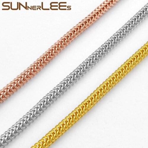SUNNERLEES Fashion Jewelry White Rose Gold Color Necklace 5mm Snake Chain For Mens Womens Gift C62 N
