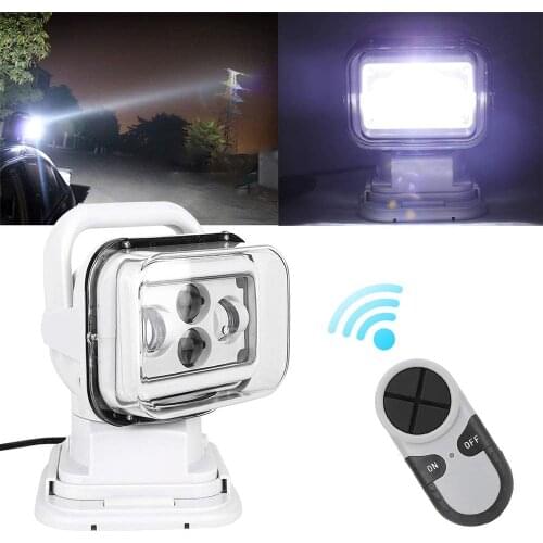 Waterproof 60W LED Light White Remote Control Searchlight Work Lamp for Car Yacht SUV Boats